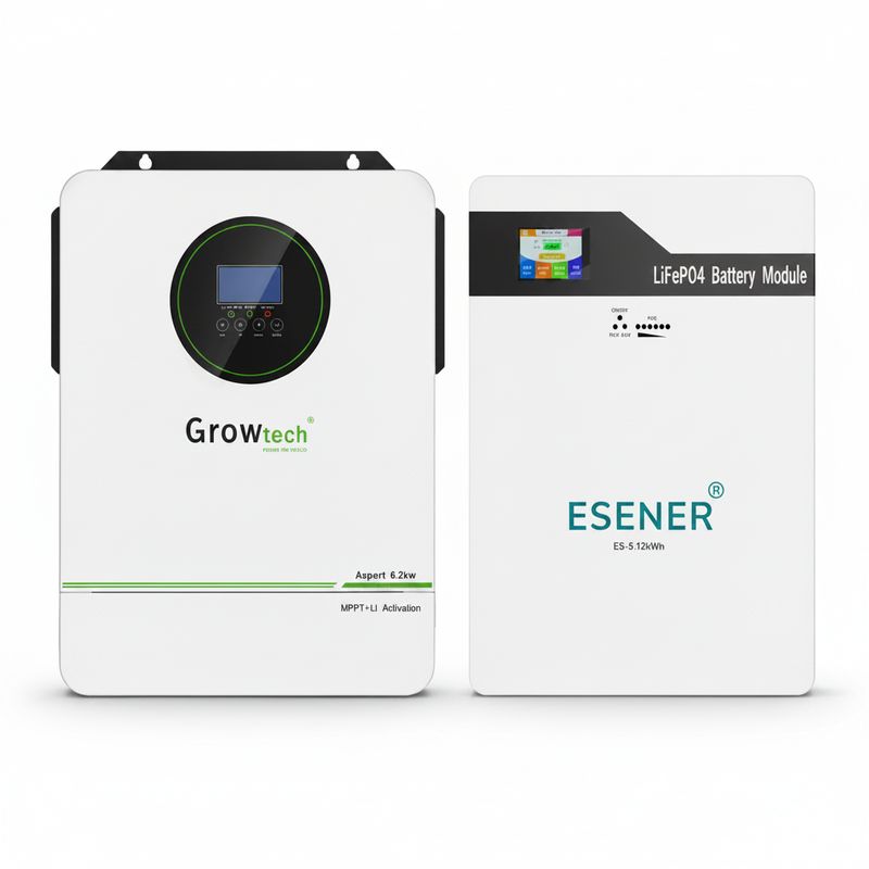 6.2kW Growtech Hybrid Inverter &amp; 5.12kWh ESENER Lithium Battery Combo