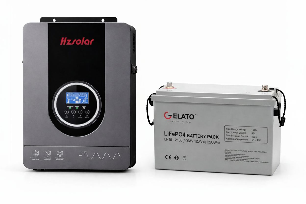 2.2kVA Hz Solar Hybrid Inverter | 100Ah Gelato12.8V Lithium Battery Combo