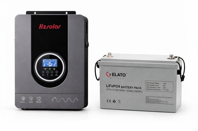 2.2kVA Hz Solar Hybrid Inverter | 100Ah Gelato12.8V Lithium Battery Combo