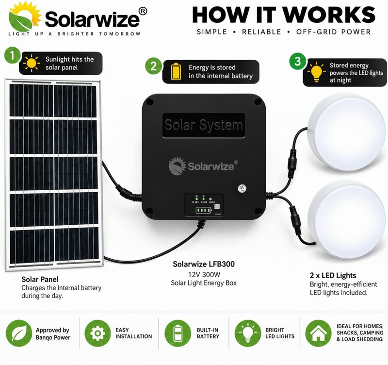 300W Solarwize 12V Solar Light Energy Box
