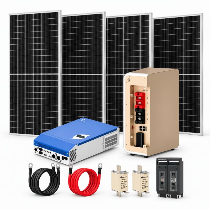 Navasolar 5kW Inverter 48V | 5.12kWh Photon Lithium Battery | 4 x 550W Solar Panels | Solar Power System
