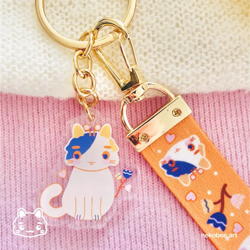 Schlüsselanhänger Blumen Kätzchen