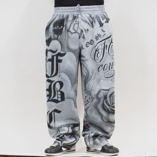 FB COUNTY RHINSTONE TATTED SWEATPANTS