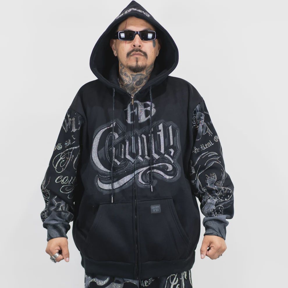 FB COUNTY RHINESTONE TATTED HOODIE