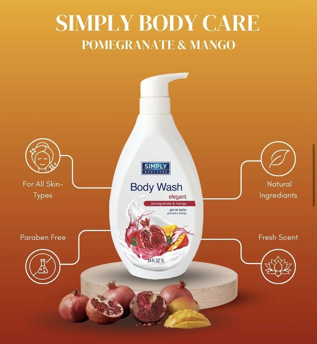 BODY WASH, Fragrance: Pomegranate &amp; mango