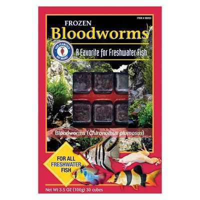 Blood Worms Fish Food (30 Cubes - 3.5 oz)