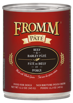 Fromm Beef &amp; Barley Pate Canned Dog Food 12oz