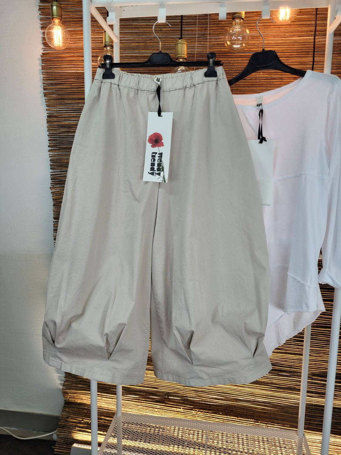 Spodnie palazzo bardzo szerokie jasny beż Wendy Trendy