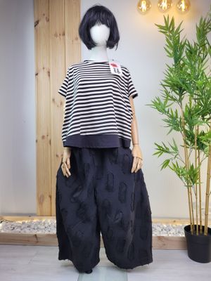 Striped Blouse with Black Trim Wendy Trendy
