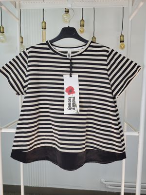 Bluzka w paski z granatowym wykończeniem Wendy Trendy