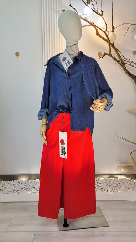 Koszula jeans z asymetrycznym kołnierzem Wendy Trendy