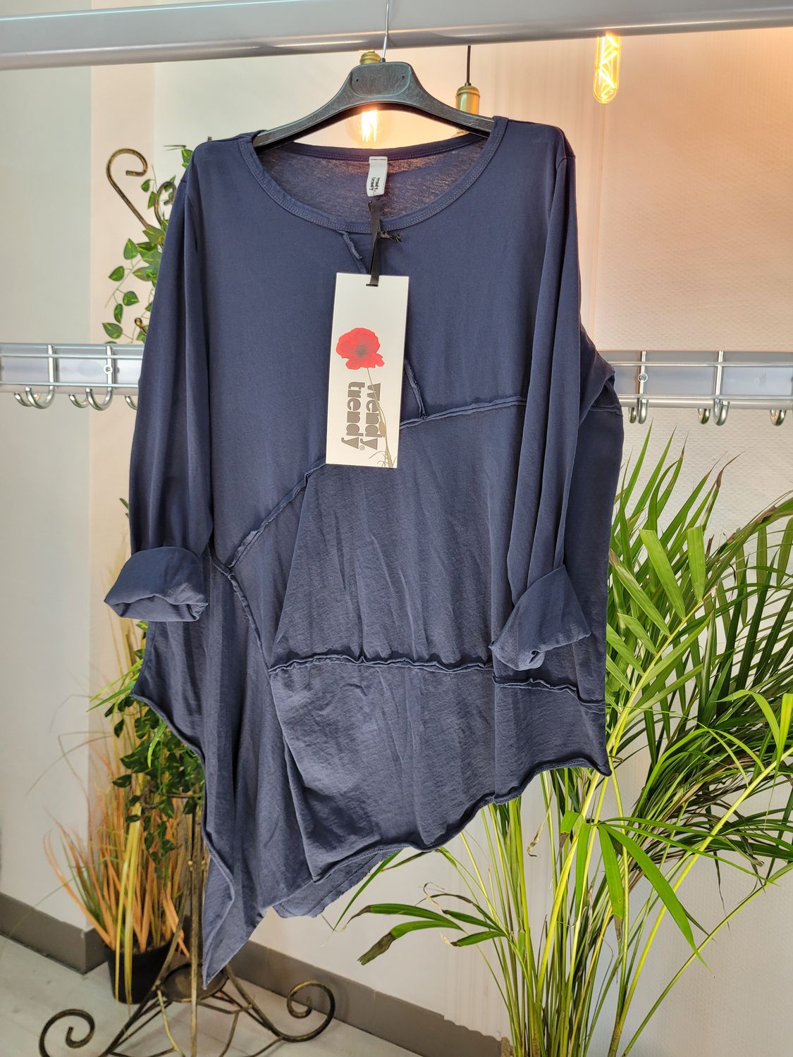 Bluzka oversize przeszycia granat Wendy Trendy