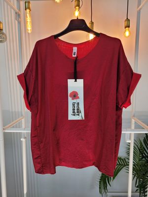 T-shirt pudełko w paseczki malinowy Wendy Trendy