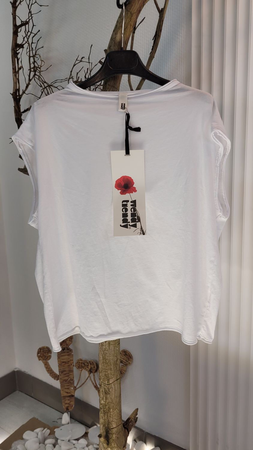 Top bez rękawów Wendy Trendy z bawełny biały