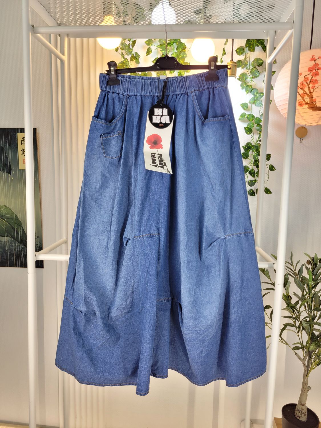 Wendy Trendy Denim Skirt with Pleats