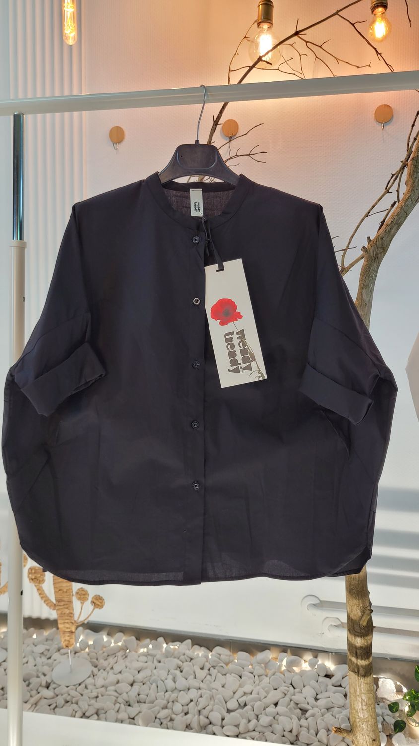 Koszula Wendy Trendy z koreańskim kołnierzykiem czarna