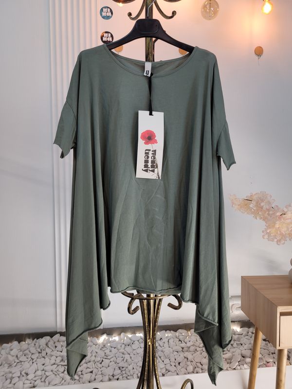 Bluzka asymetryczna oversize Wendy Trendy oliwka