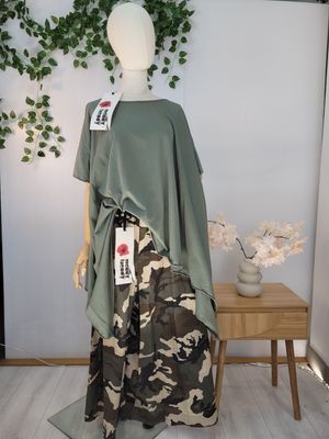 Bluzka asymetryczna oversize Wendy Trendy oliwka