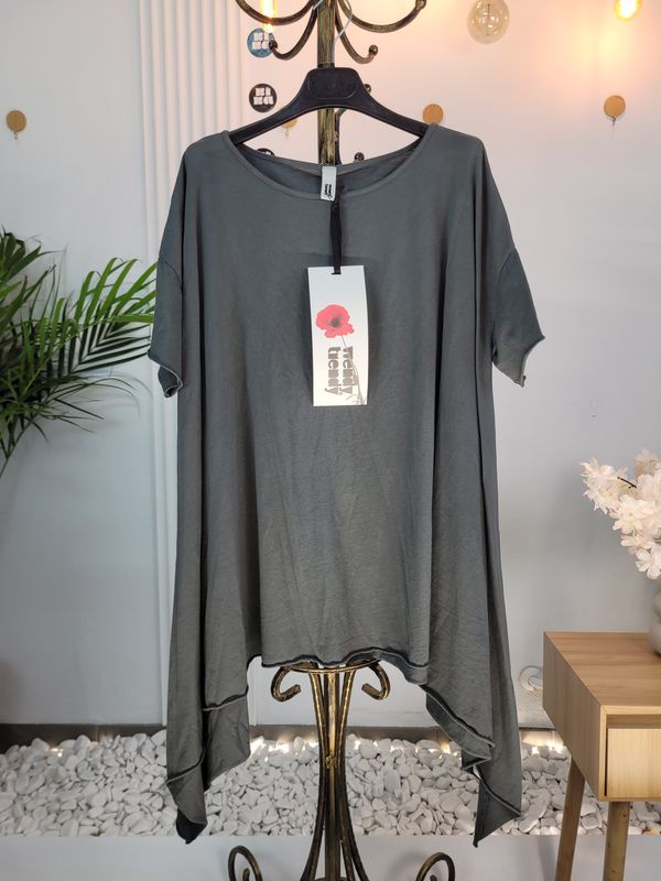 Bluzka asymetryczna oversize Wendy Trendy szara