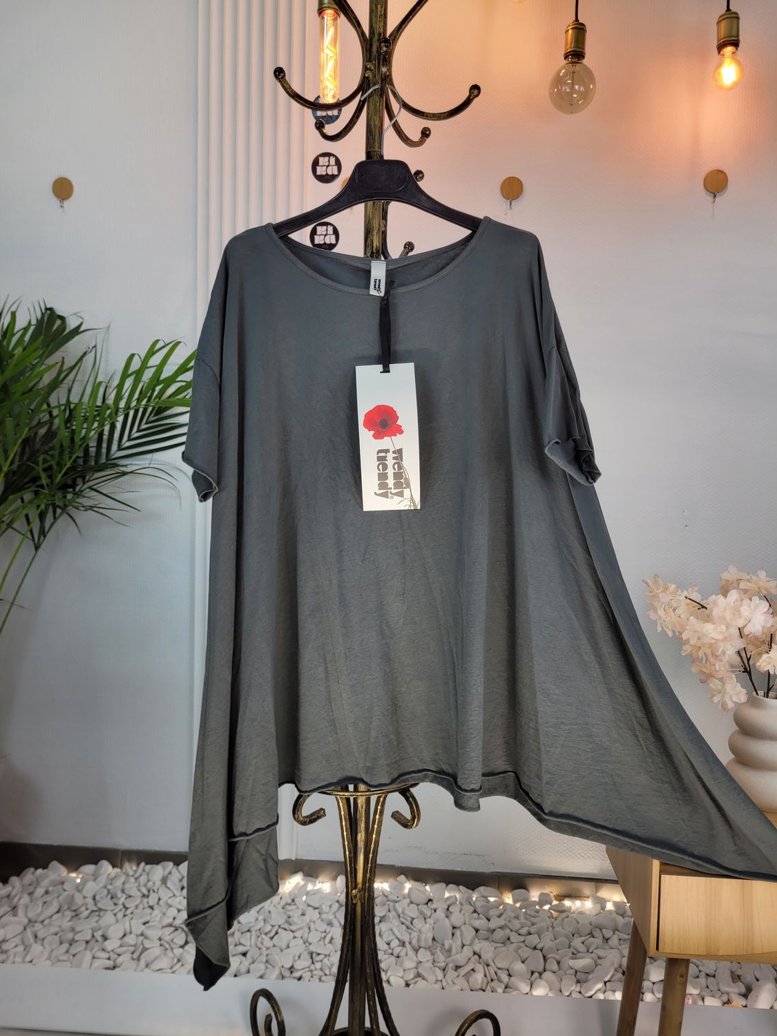 Bluzka asymetryczna oversize Wendy Trendy szara