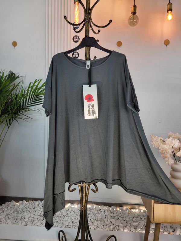 Bluzka asymetryczna oversize Wendy Trendy szara