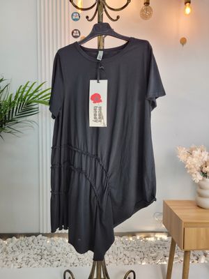 Asymmetrical Ruched Blouse Wendy Trendy Black