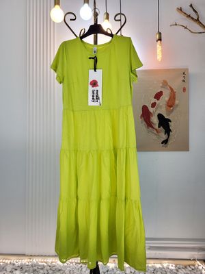 Przewiewna sukienka z falbanami limonkowa Wendy Trendy Przewiewna sukienka z falbanami limonkowa Wendy Trendy