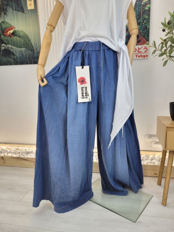 Szerokie spódnico-spodnie z lekkiego denimu Wendy Trendy
