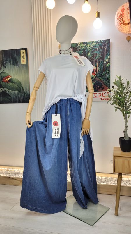 Szerokie spódnico-spodnie z lekkiego denimu Wendy Trendy