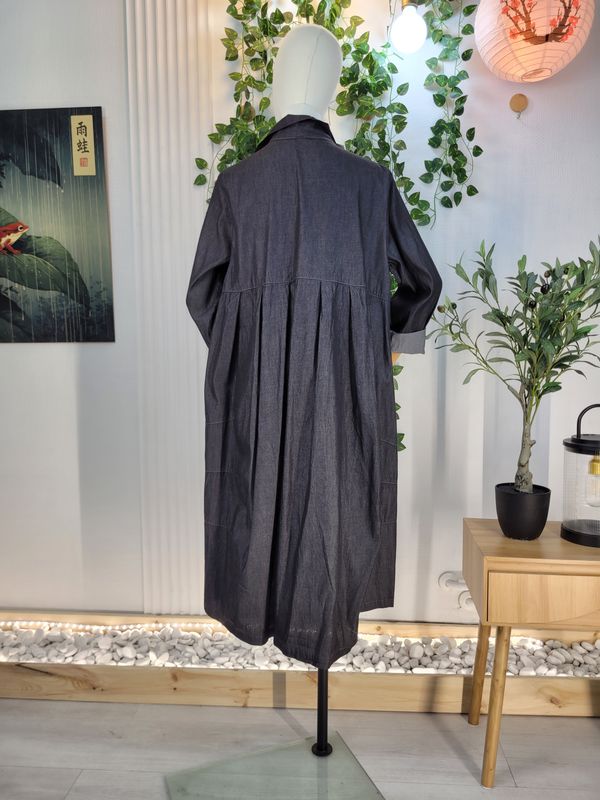 Lekki płaszczyk jeansowy/koszula ze stójką i długim tyłem Wendy Trendy
