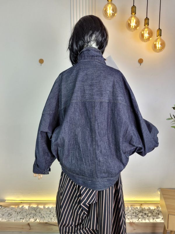 Wendy Trendy Denim Jacket with Batwing Sleeves
