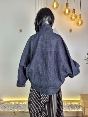 Wendy Trendy Denim Jacket with Batwing Sleeves
