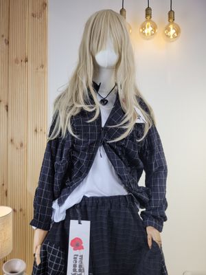 Wendy Trendy lightweight jacket with gathers and double-sided zipper in black