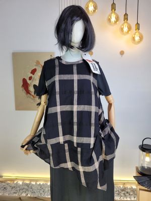 Wendy Trendy Plaid Top with Linen and Cotton