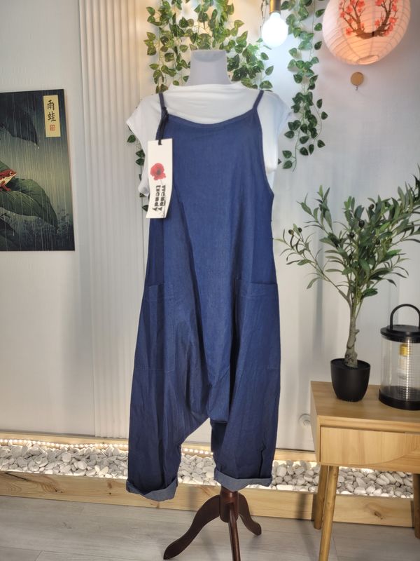 Bawełniane ogrodniczki baggy z cienkiego denimu Wendy Trendy