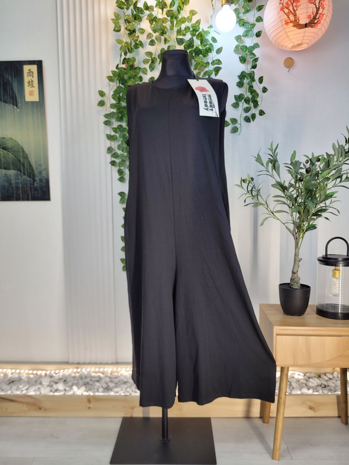 Knitted Jumpsuit with Back Closure in Black Wendy Trendy