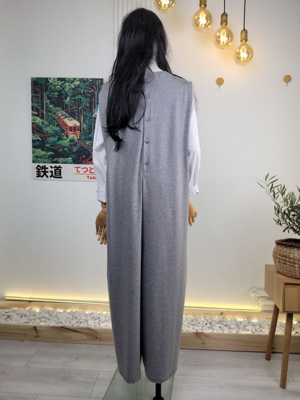 Knitted Jumpsuit with Back Closure in Gray Wendy Trendy