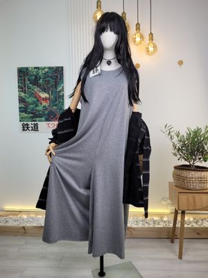 Knitted Jumpsuit with Back Closure in Gray Wendy Trendy