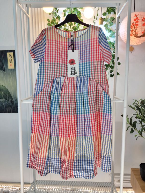 Sukienka midi w kratkę Vichy kolorowa Wendy Trendy