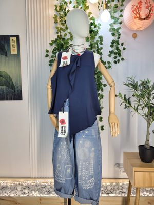 Navy Asymmetric Top Wendy Trendy