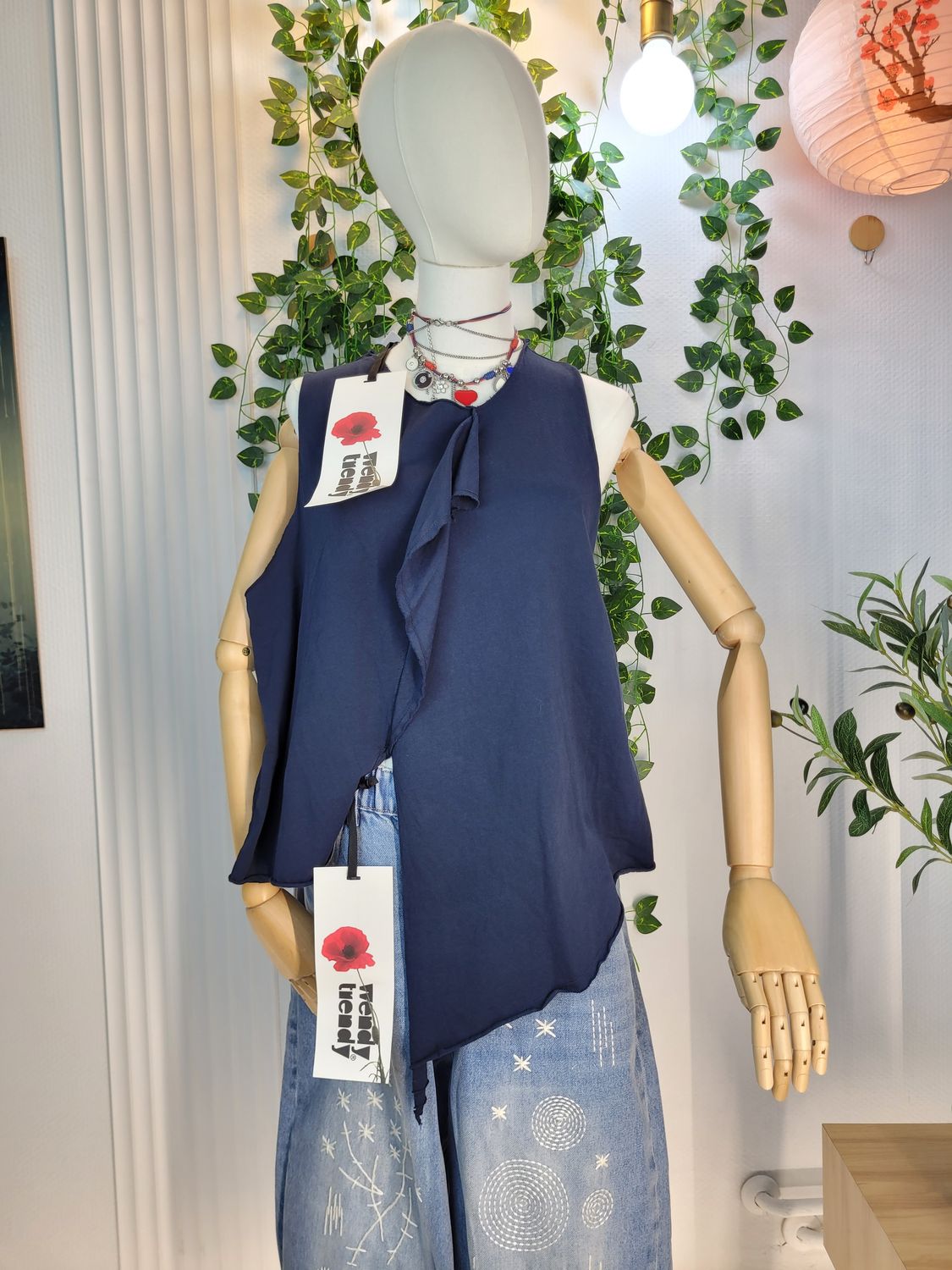 Navy Asymmetric Top Wendy Trendy