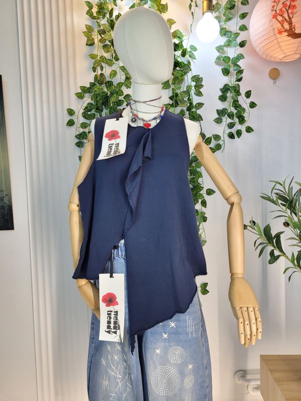 Top asymetryczny granatowy Wendy Trendy