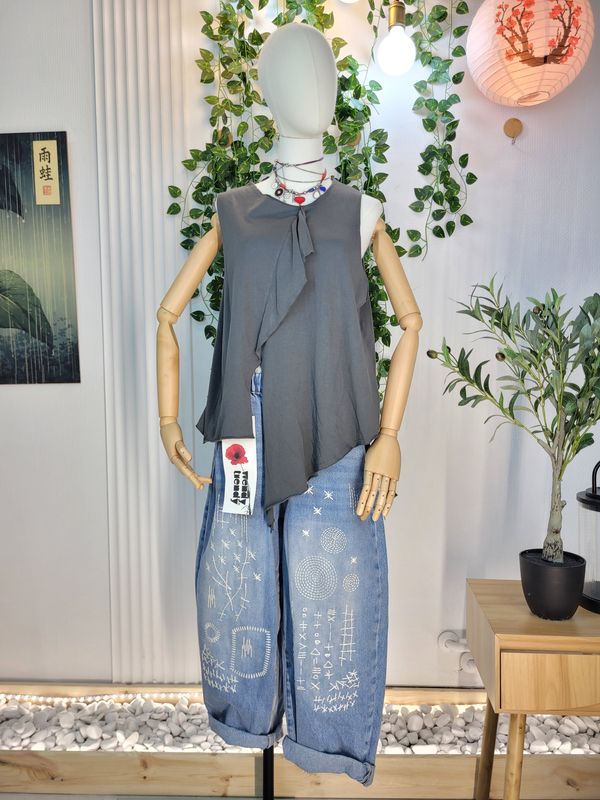 Top asymetryczny szary Wendy Trendy