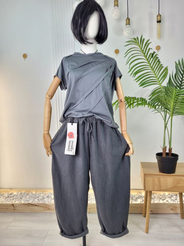 Welwetowe sztruksy Wendy Trendy szare