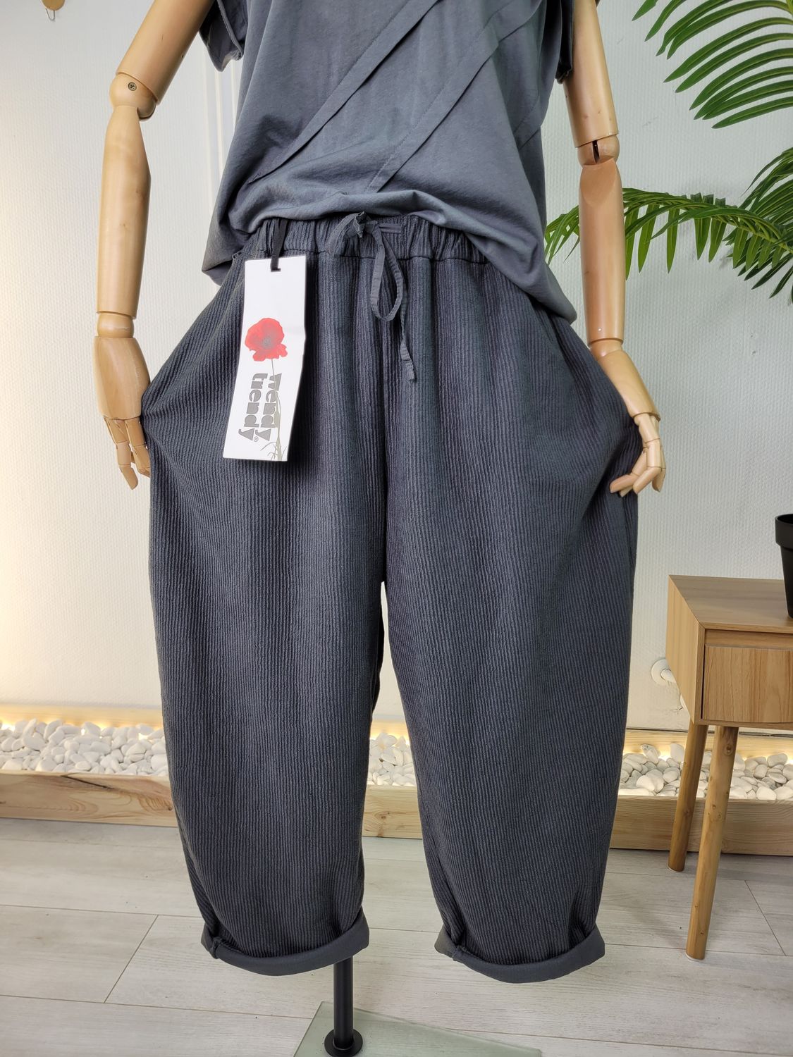 Welwetowe sztruksy szare - Wendy Trendy