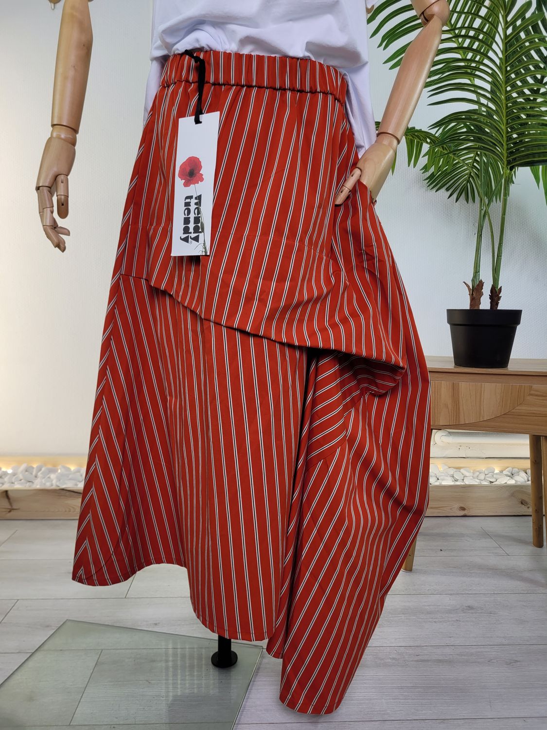 Brick-red striped skirt - Wendy Trendy