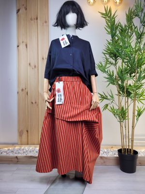 Brick-red striped skirt - Wendy Trendy