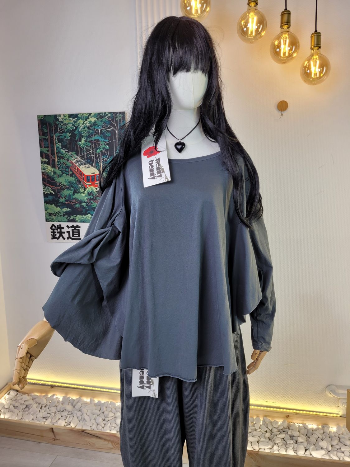 Rozkloszowana bluzka Wendy Trendy stalowa