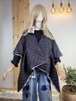 Reversible Oversized Patterned and Black Jacket - Wendy Trendy