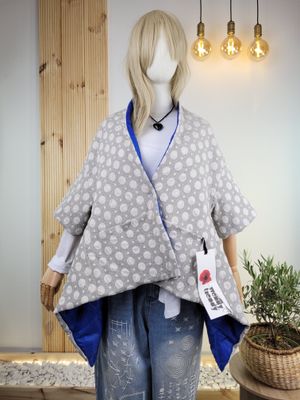 Two-sided oversized gray-cobalt jacket - Wendy Trendy
